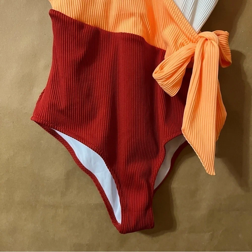 Cupshe | NWT Colorblock Wrap Side Tie One Piece Swimsuit Size M